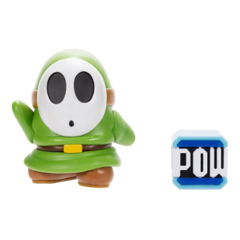 World of Nintendo Minifiguren Super Mario (Wave 40) Green Shy Guy with POW Block